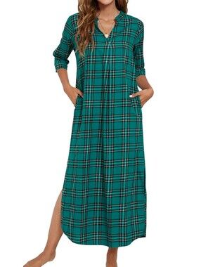 Mint Limit Blackwatch Plaid Sleep Shirt Nightgown House Dress Cotton Large